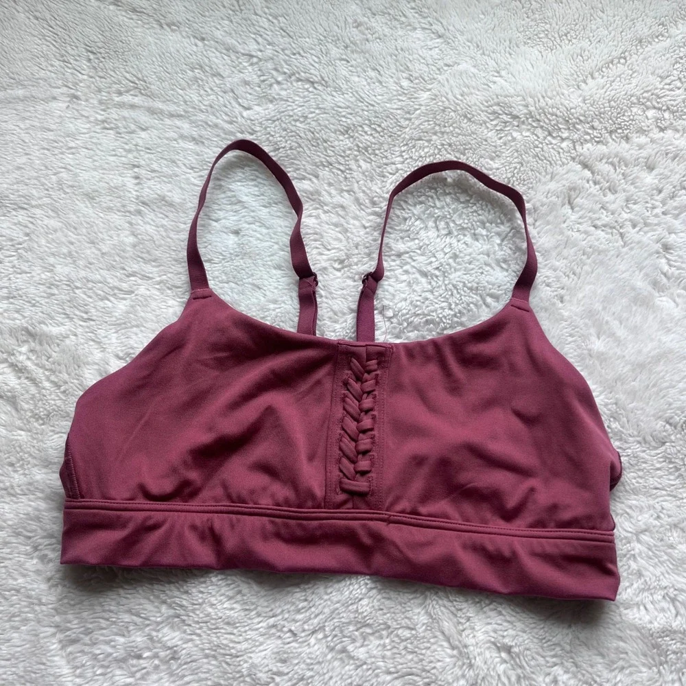 OFFLINE by Aerie Real Me Stretch Bra Burgundy Lace Up Medium Support Medium NWOT